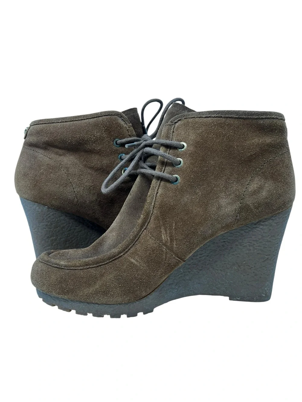 MICHAEL Michael Kors Brown Suede Lace-Up Wedge Ankle Boots